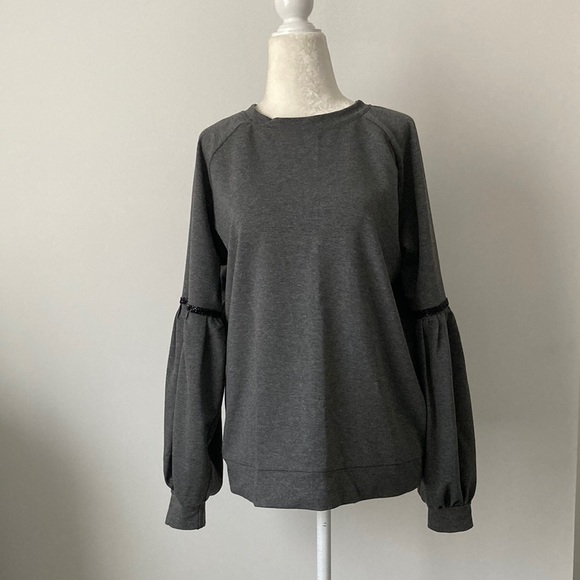 Tops - Top with Embellished Bishop Sleeves